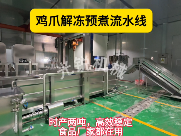 鸡爪解冻预煮流水线